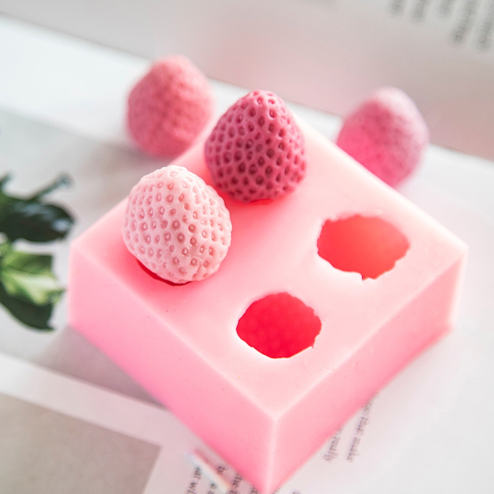 Khuôn silicone tạo hình làm nến/kẹo đường hình quả dâu tây