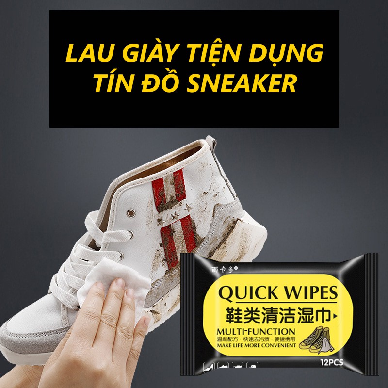 Khăn lau giày Quick Wipes vệ sinh giày sneaker không cần giặt 12 khăn