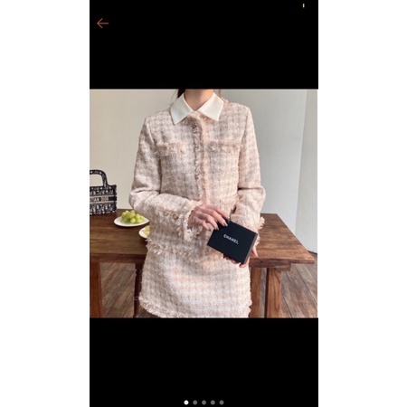 Set dạ tweed hồng cam của La studios (pass newtag)