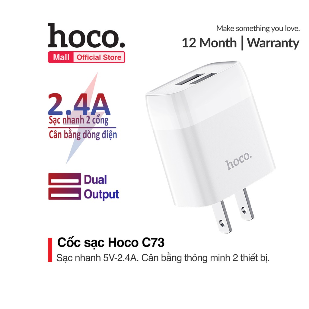 Dock sạc Hoco C73 Sạc nhanh cổng kép 5V/2.4A