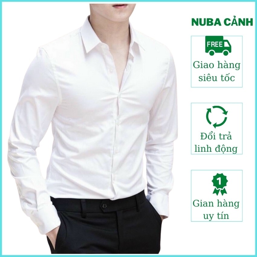 Áo sơ mi nam dài tay họa tiết,chất vải lụa,cá tính trẻ trung,NUCA 07