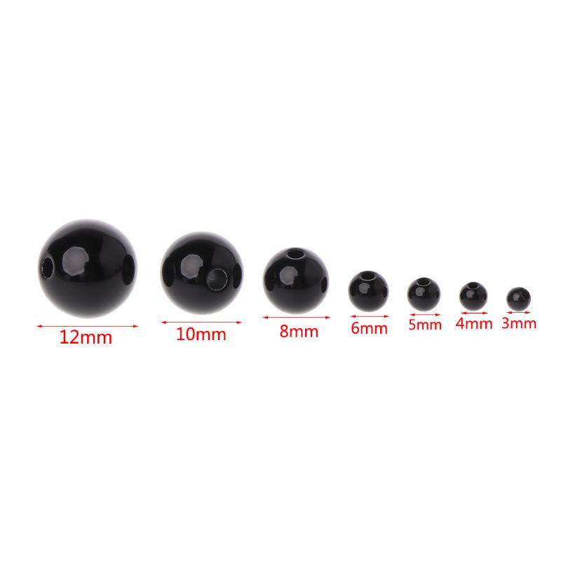 Set 100 Hạt Nhựa Màu Đen 3-12mm Trang Trí Mắt Thú Nhồi Bông DIY