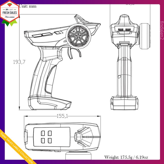 Bộ điều khiển máy phát vô tuyến TURBO 2.4GHz 91805G 4CH điều khiển từ xa cho xe/máy bay RC