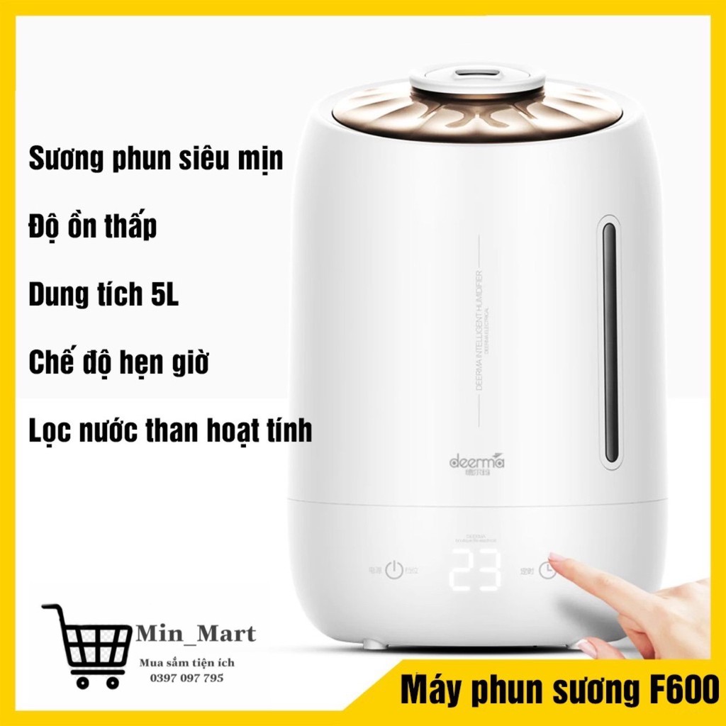 Máy Phun Sương Tạo Ẩm Cao Cấp Deerma F600 - Máy Tạo Ẩm Dung Tích 5 Lít, Công Suất Lớn, Bảo Hành Toàn Quốc