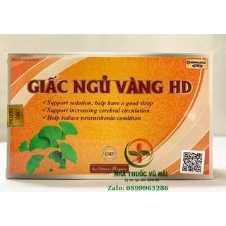 Viên uống ngủ ngon thảo dược Giấc Ngủ Vàng HD (Hồng) giảm stress mất ngủ - Hộp 30 viên