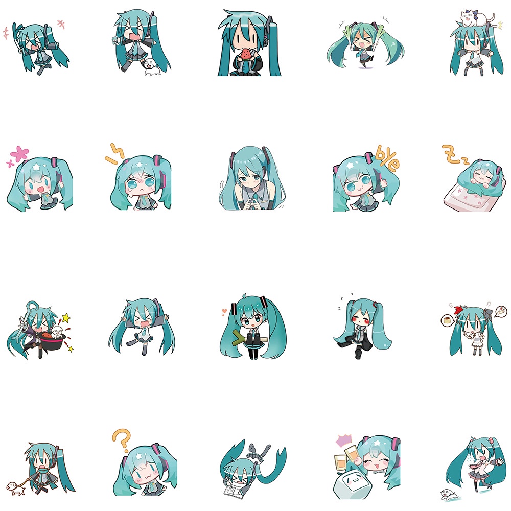 Set 65 Miếng Dán Trang Trí Điện Thoại/Va Li/Notebook Hình Chibi Hatsune Miku Đáng Yêu