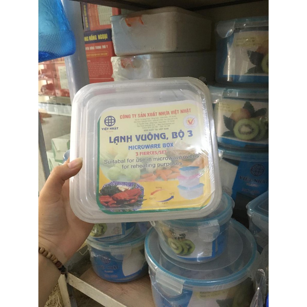 BỘ HỘP NHỰA VUÔNG ĐỰNG THỰC PHẨM VIỆT NHẬT(HỘP LẠNH VUÔNG 6537) -GIÁ RẺ,CHÍNH HÃNG