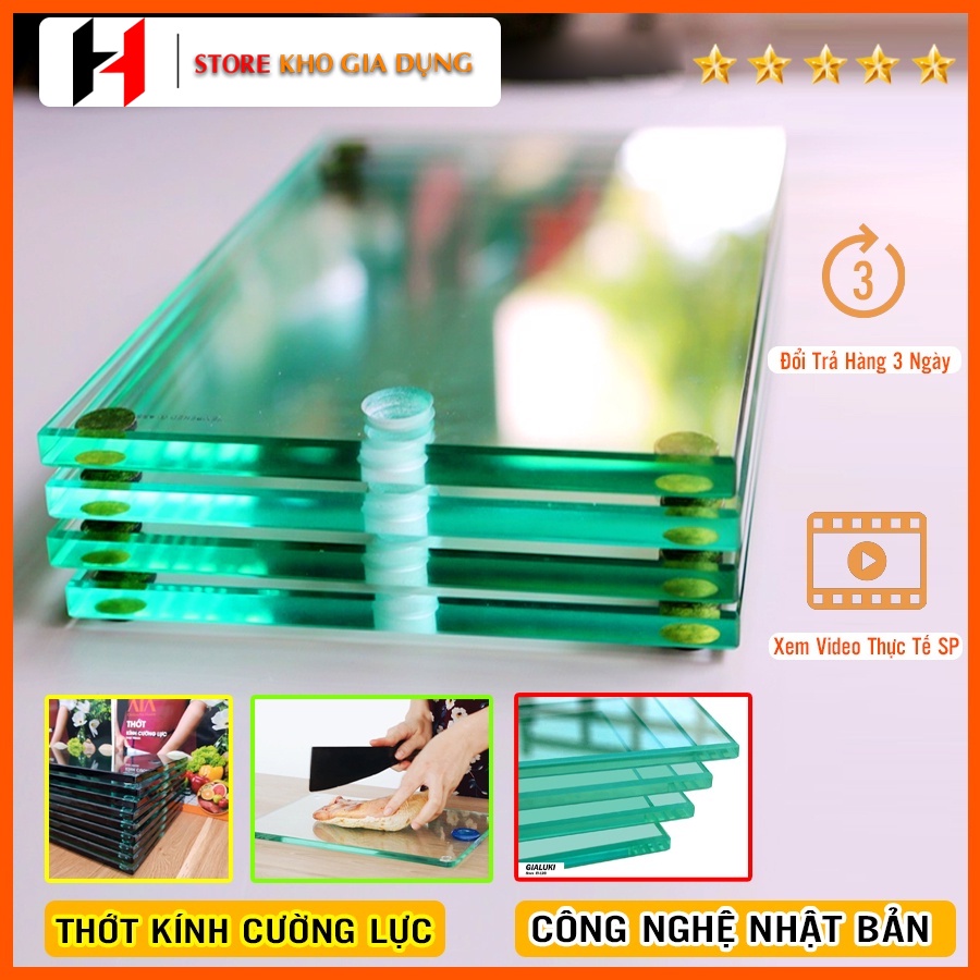 Thớt Kính Cường Lực Công Nghệ Nhật Bản Cao Cấp 10MM - Bảo Hành 12 Tháng