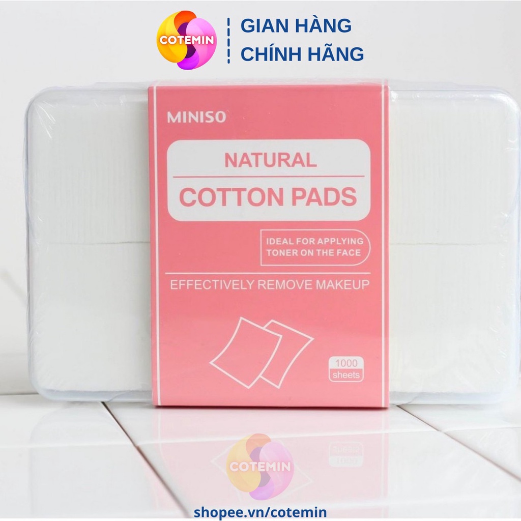 Bông tẩy trang Miniso hộp 1000 miếng chính hãng Cotemin