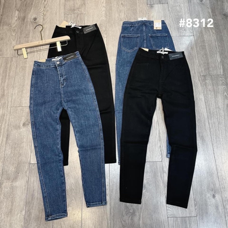 Quần jeans ôm giãn đính mác da hack dáng siêu hot