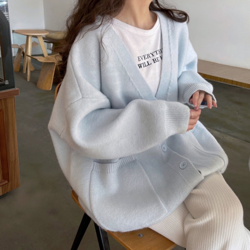 Áo Khoác Len Tay Dài Phong Cách Hàn Quốc Thanh Lịch Dành Cho Nữ