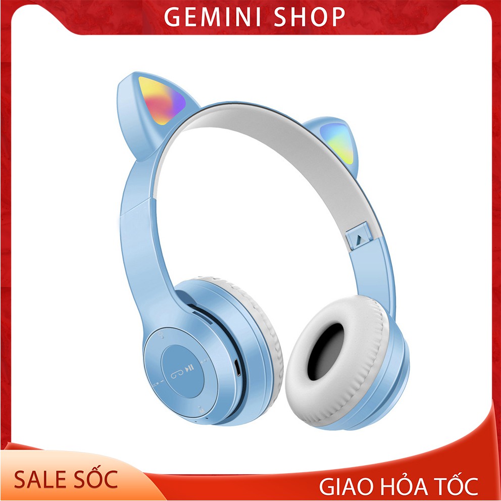 Tai Nghe Bluetooth P47-M Chụp tai có Mic Headphone không dây Dễ Thương tai mèo nghe nhạc, chơi game GEMINI SHOP