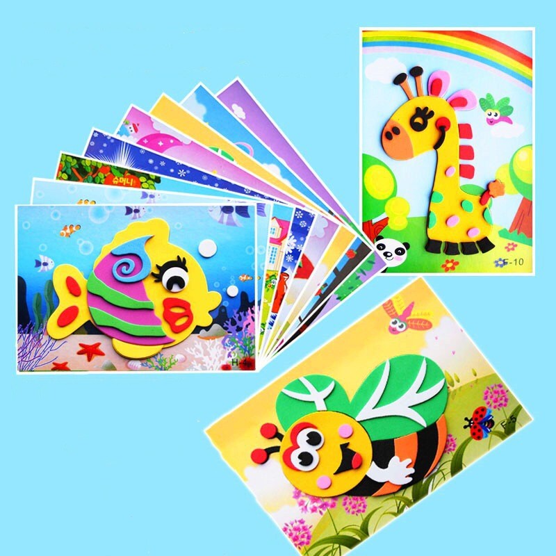 Set 10 Miếng Dán Đồ Chơi Xếp Hình Bằng Xốp EVA Họa Tiết Hoạt Hình Giáo Dục Sớm Cho Trẻ