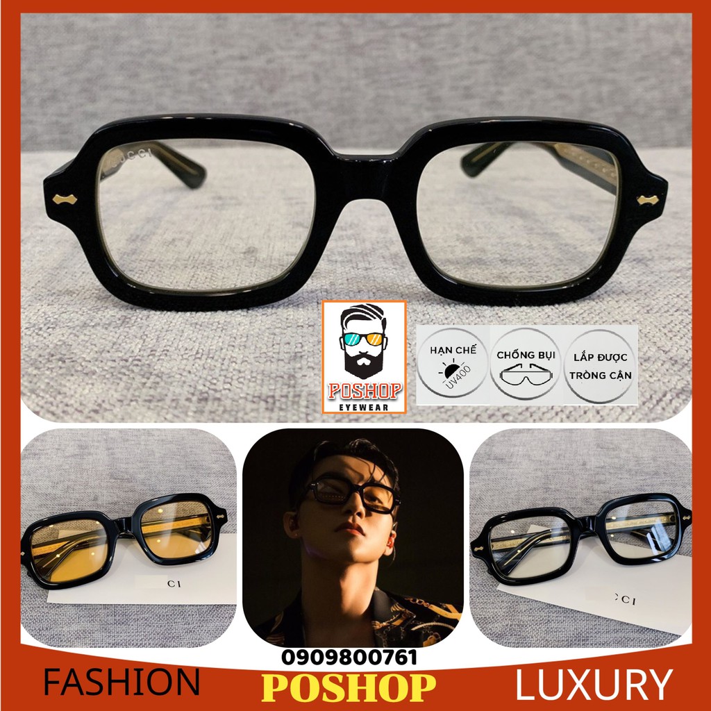 MẮT KÍNH RÂM SƠN TÙNG - Kính Mát NAM NỮ HÀN QUỐC MÀU VÀNG CAM GỌNG VUÔNG CAO CẤP THỜI TRANG HOT TREND