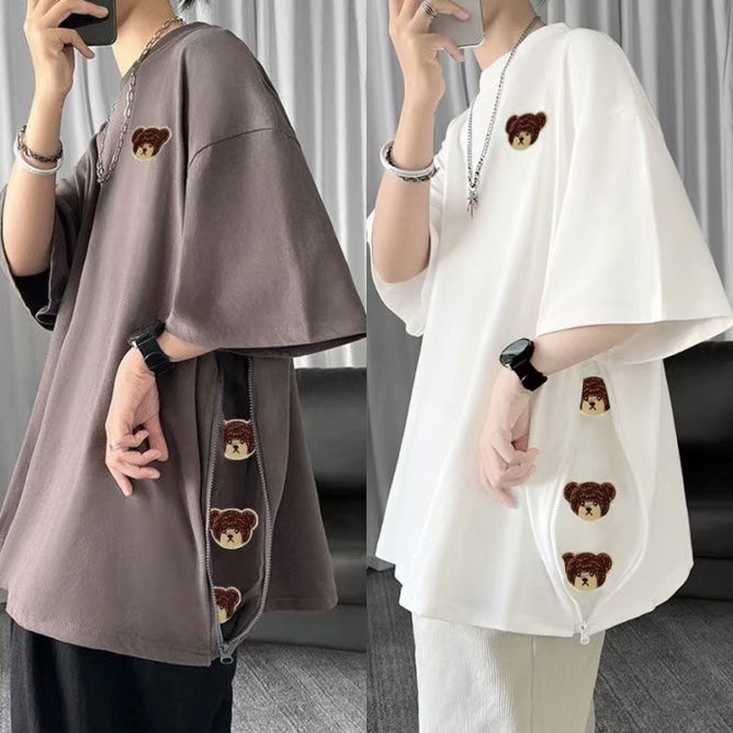 Áo thun ngắn tay thêu họa tiết thời trang mới cho nam và nữ