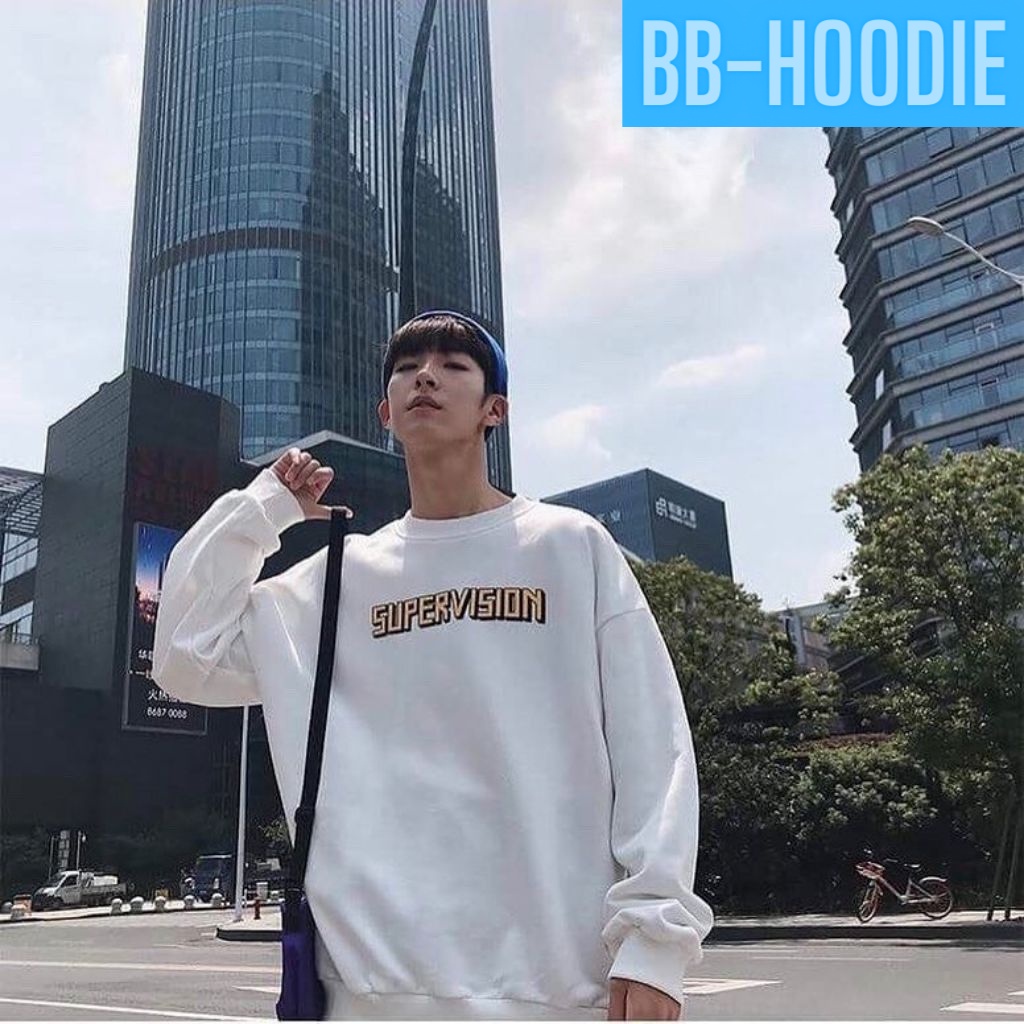 ÁO SWEATER NAM CHẤT VẢI NỈ UNISEX SUPERVISION THIẾT KẾ IN HÌNH TRƯỚC VÀ SAU CỰC ĐẸP