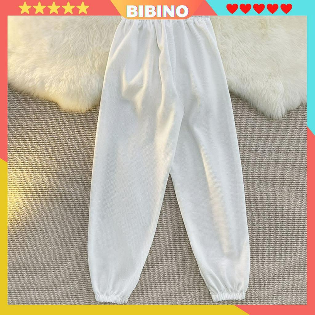 Quần jogger ống rộng nam nữ đẹp thêu chữ chất cotton tổ ong BIBINO Quần dài bo chun gấu form rộng bigsize hàn quốc QN03