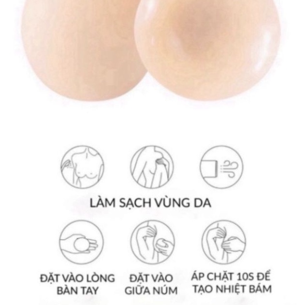 Miếng dán ngực silicon - Miếng dán ti ngực hộp 6 miếng siêu dính Cavera D539