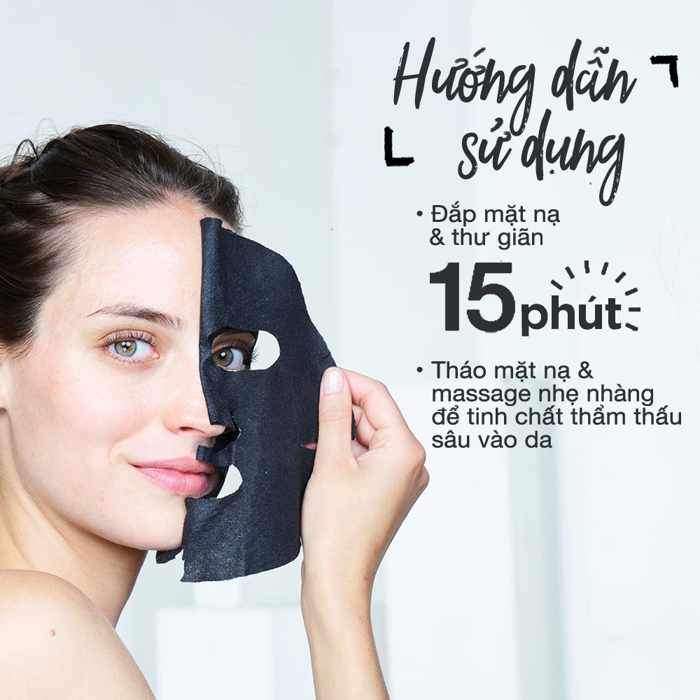 Mặt Nạ Garnier Serum Mask Pure Charcoal Pore Tightening Hydration Tinh Chất Tảo Đen 28g