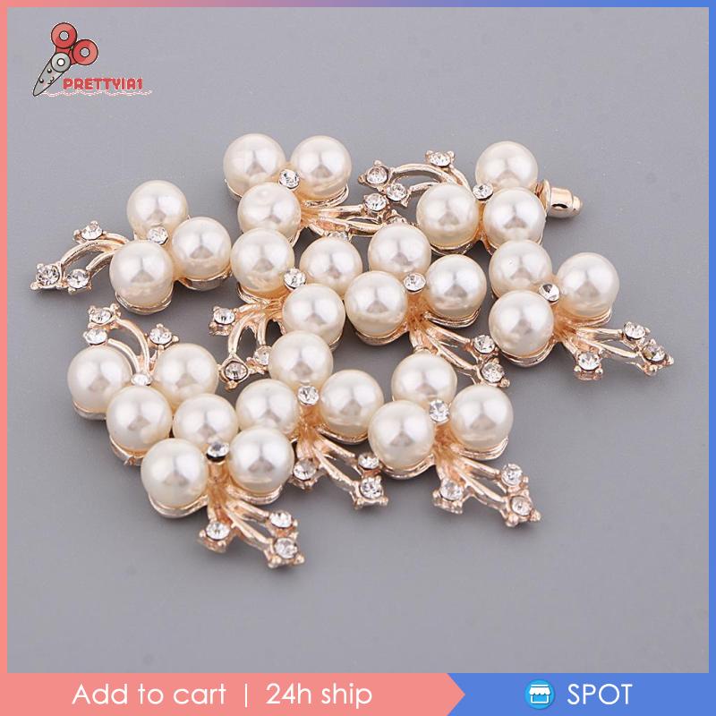 Set 10 Nút Áo Hình Hoa Đính Đá Pha Lê Và Ngọc Trai Dùng Để Trang Trí Quần Áo/Túi Xách