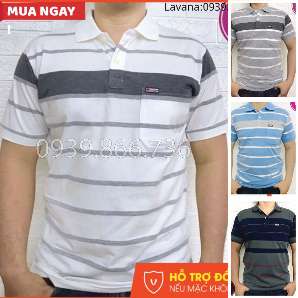 Áo Thun Nam Lớn Tuổi Có Túi vải cá sấu Cotton xuất xịn, chuẩn đẹp, màu Xanh Đen JD71 - JULIDO