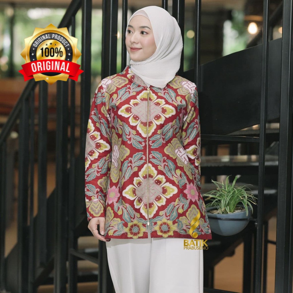 Áo cánh dơi tay dài phối khóa kéo trước vải Cotton màu đỏ phong cách Hồi giáo cỡ lớn XXL sang trọng cho nữ