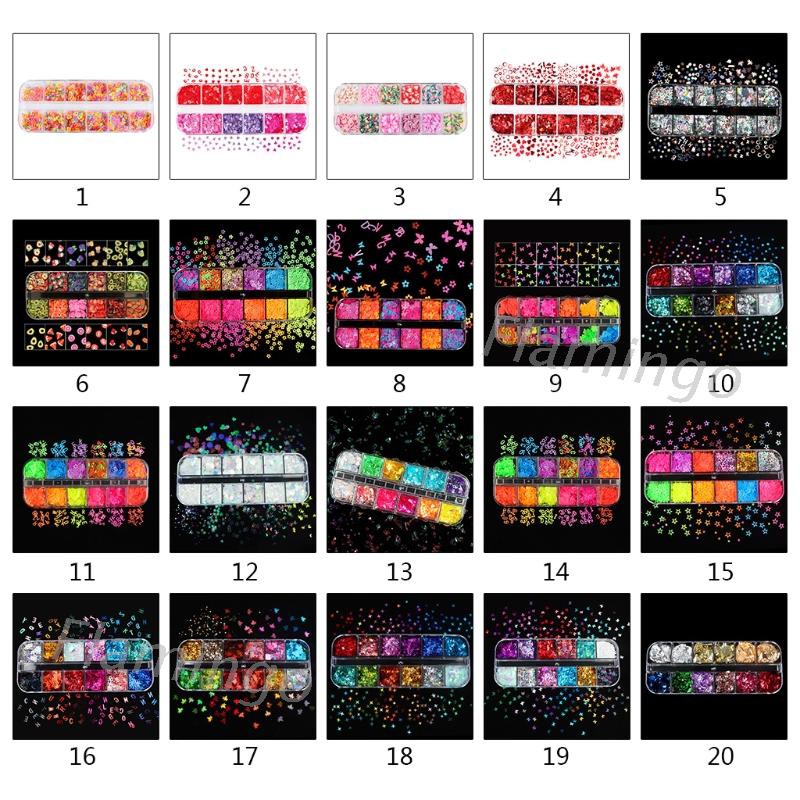 Hộp sequin 12 ngăn thời trang ánh kim làm móng tiện dụng