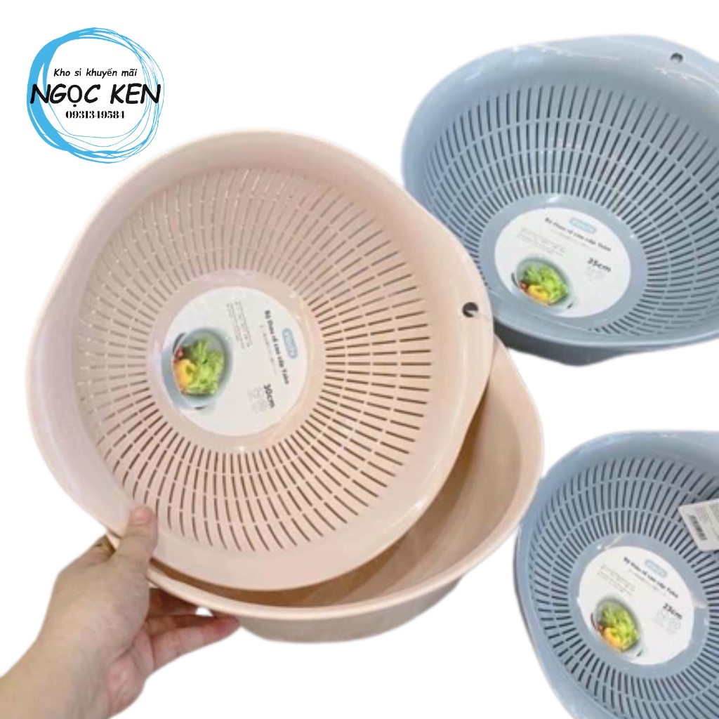 Set 1 bộ gồm 2 món  thau và rổ nhựa cao cấp inochi 35cm – Ngọc Ken Shop