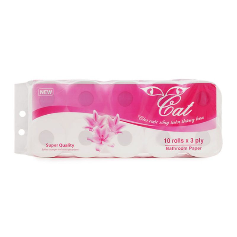 Giấy vệ sinh Cat cao cấp Trọng lượng : 1.6kg Đóng gói : 10 cuộn/ 3 lớp