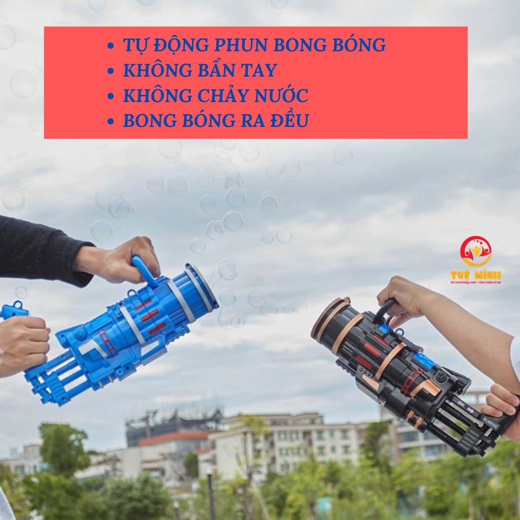 Súng Máy Bắn Phun Thổi Bong Bóng Xà Phòng Loại To Ngầu Tuệ Minh Đồ Chơi Ngoài Trời Cho Bé An Toàn Không Lo Bẩn Tay 2021