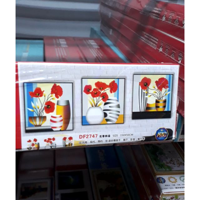 Tranh đính đá Bộ 3 lọ hoa - DF2747-150x50