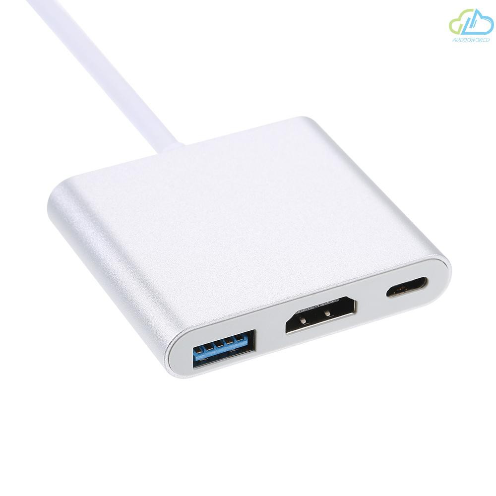 Cáp Chuyển Đổi Usb 3.1 Type-C Sang Usb 3.0 / Hd / Type-C Hub Usb-C 3 Trong 1 Cho Macbook Pro / Dell Xps 13