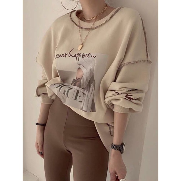[SIEU SALE] Sweater Chỉ Nổi In Hình Siêu Hot, Áo Sweater Fom Thụng Tay Bồng (Hàng Sẵn)