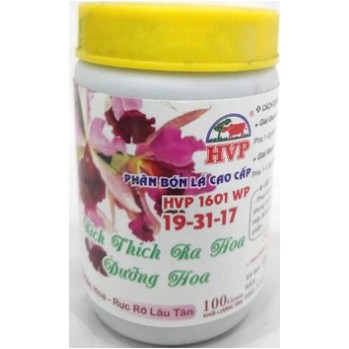 HVP 19-31-17 Hủ 100g - Phân bón lá kích thích ra hoa, dưỡng hoa lâu tàn chuyên dùng cho lan