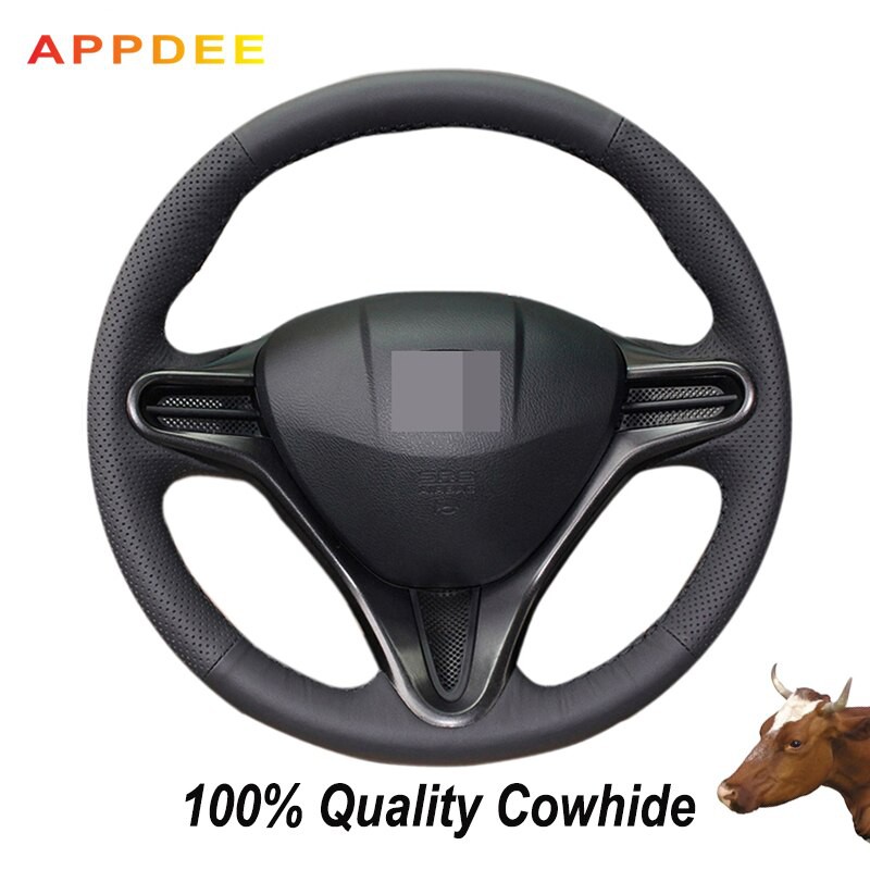 Vỏ Bọc Vô Lăng Bằng Da Bò Màu Đen Cho Honda Civic 8 2006-2009  2007 2008