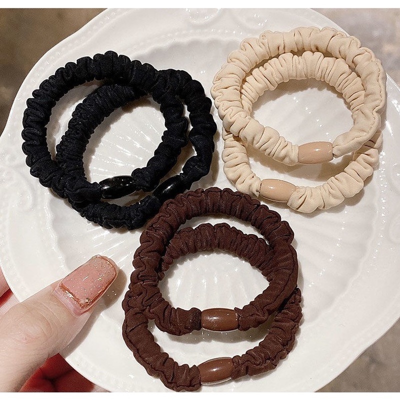 Dây Buộc Tóc Cao Su Nylon Co Giãn Màu Đen Trơn Đơn Giản Dành Cho Nữ