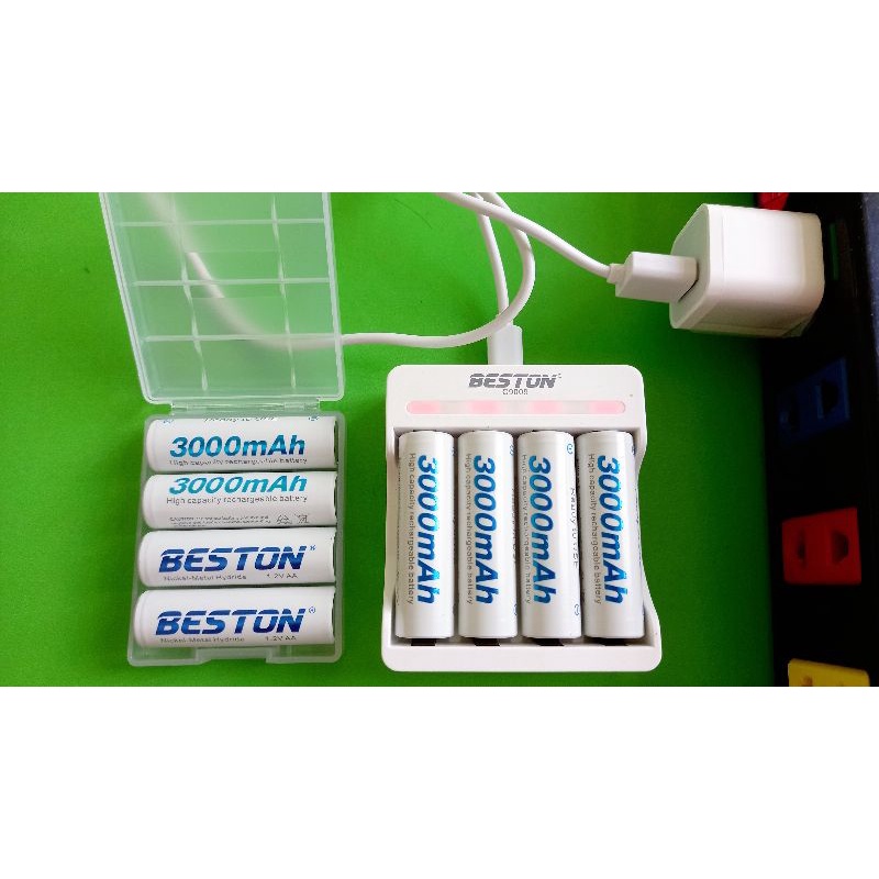 Pin sạc AA/AAA 1.2V và bộ sạc pin nhanh, tự ngắt C9009 chuẩn 1.2V Beston dùng cho micro không dây, đồ chơi, điều khiển
