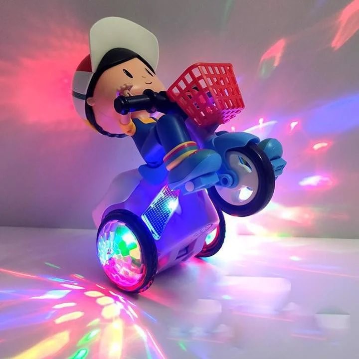 Đồ chơi em bé lái xe đạp bốc đầu xoay 360 độ có đèn và nhạc vui nhộn