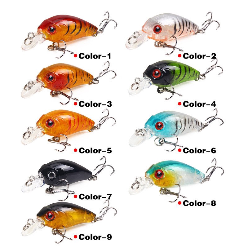 Mồi Câu Cá Giả Bằng Nhựa Cứng 4.5cm/3.8g Có Móc Câu