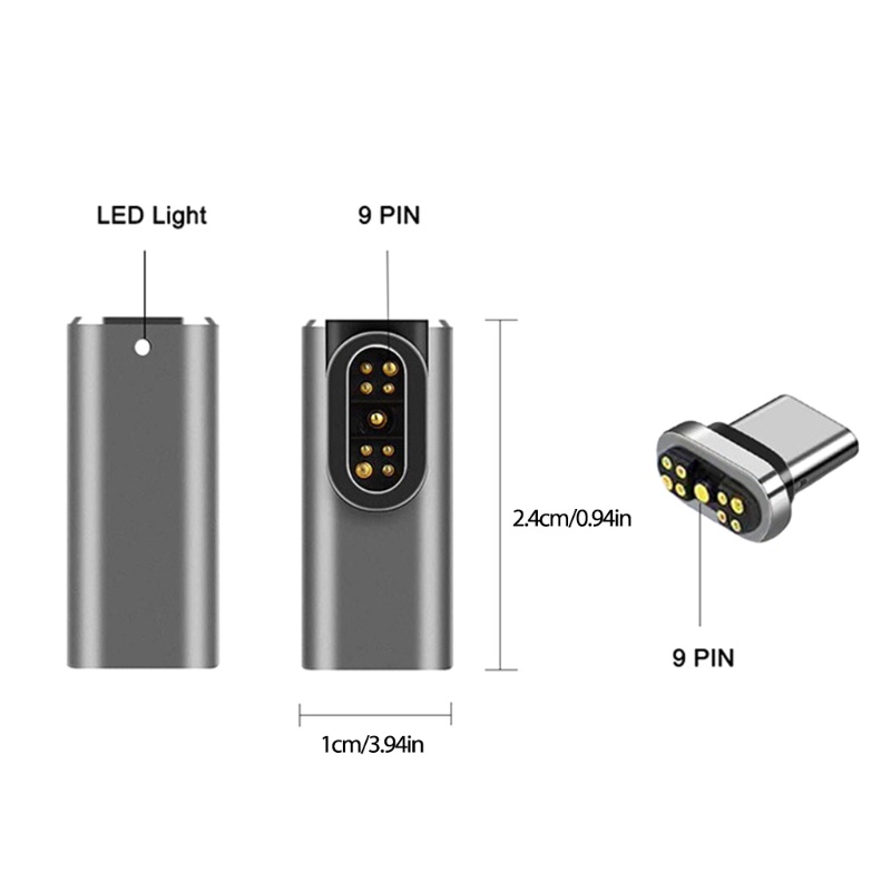 Đầu Chuyển Đổi USB C Từ Tính 9Pins Type C 100W Sạc Nhanh 20 Mbps Chuyên Dụng Cho Pro 2019 Air