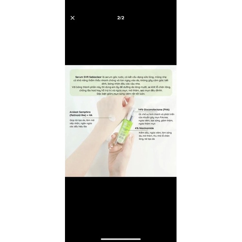 [FREE SHIP] Serum SVR Sebiaclear Mờ thâm Giảm Mụn 30ml