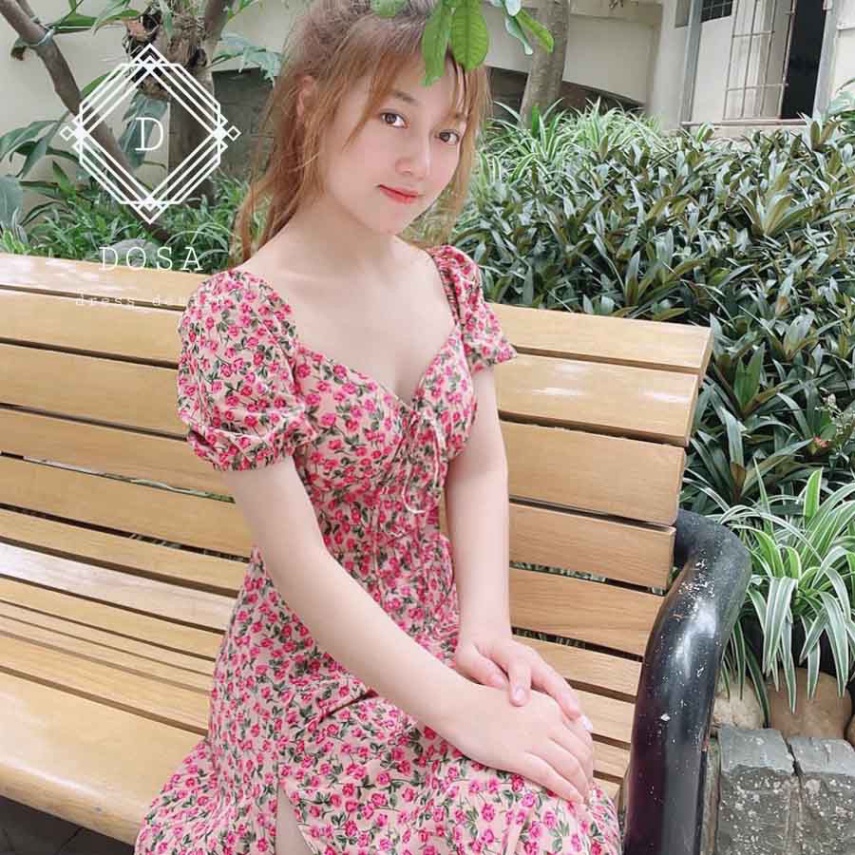 Váy body họa tiết hoa nhí dáng ôm chất Voon cao cấp mềm mịn- Đầm tiểu thư ngắn tay Sexy hack dáng cực xinh - Hàng mới về