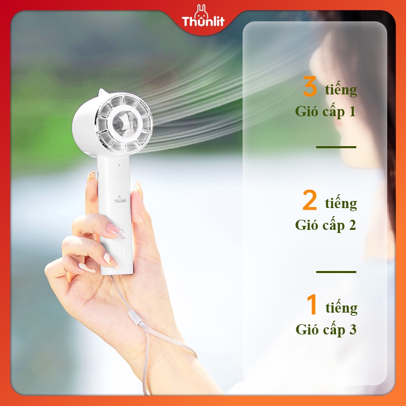 Quạt cầm tay Thunlit Hurricane dáng thẳng để bàn 1200mAh có thể sạc lại 3 tốc độ gió