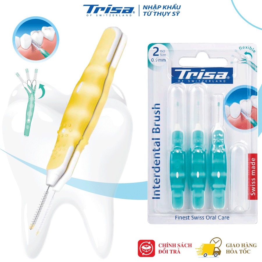 Tăm Kẽ Răng Trisa Interdental Brush Các Sợi Tăm Siêu Mềm Có Tính Linh Hoạt Giúp Loại Bỏ Những Mảng Bám Cứng Đầu