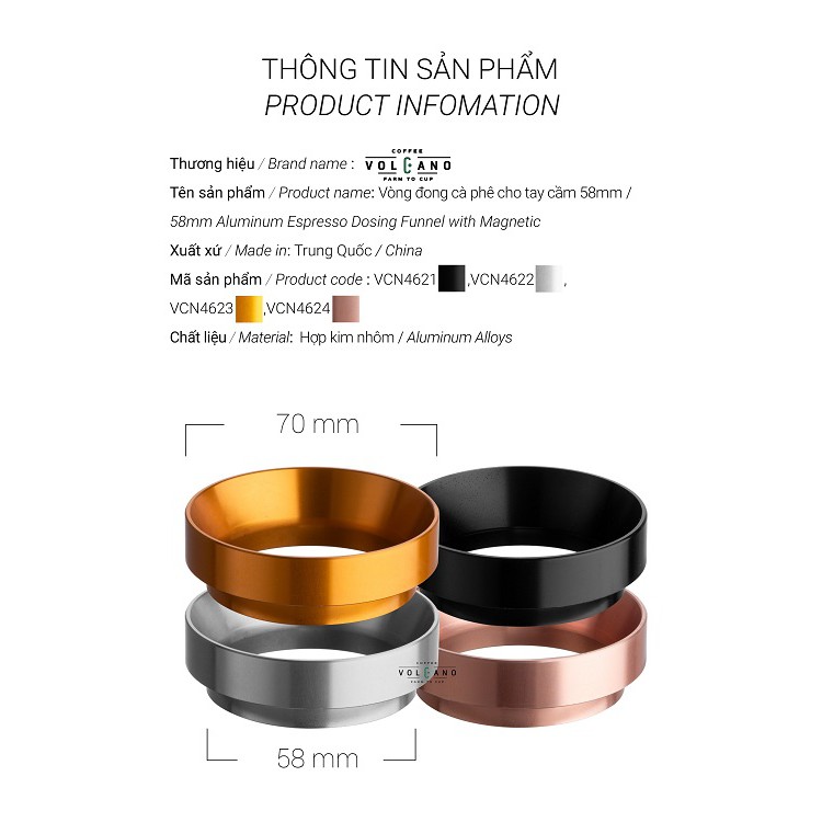 Vòng đong cà phê bằng nhôm 58mm