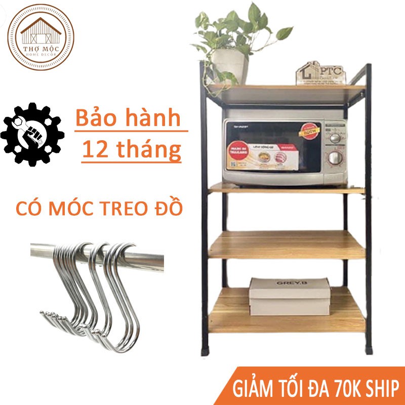 [ Freeship ] Kệ Để Lò Vi Sóng 4 Tầng Gỗ MDF Cao Cấp , Khung Sắt Sơn Tĩnh Điện Chắc Chắn- Kệ Bếp Đa Năng - BH 6 Tháng