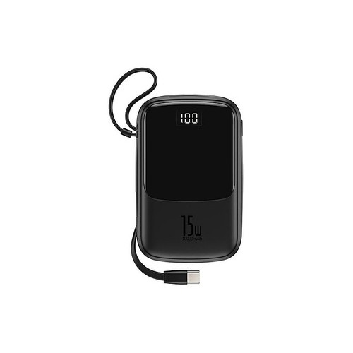 Pin dự phòng tích hợp cáp sạc Baseus Q Pow Digital Display 10,000mAh (3A/ 15W, Fast Charge Power Bank With Cable)