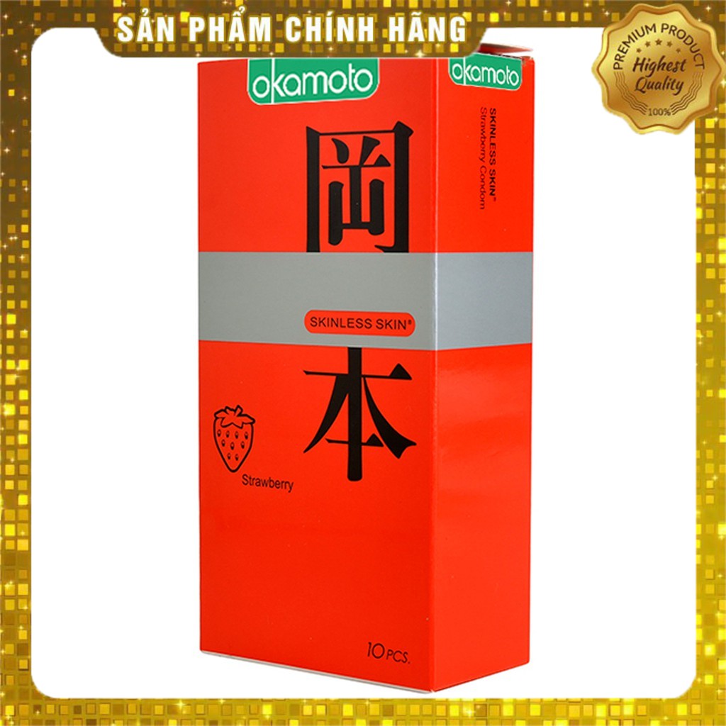 Bao cao su siêu mỏng hộp 10 chiếc Okamoto hương dâu