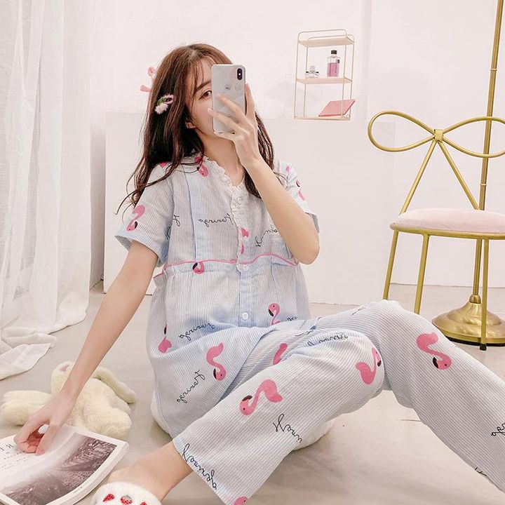 Bộ Bầu Và Sau Sinh Mùa Hè Phong Cách Hàn Quốc , Chất Cotton Siêu Mềm, Sắc Nét , Cho Con Ti Tiện Lợi (có ảnh thật )