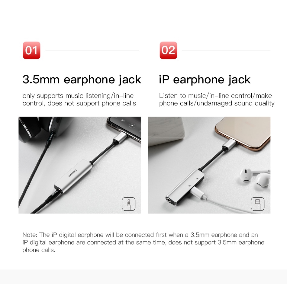 Đầu Chia Cổng Sạc Và Tai Nghe 3.5mm Baseus L52 Chuyên Dụng Cho iPhone